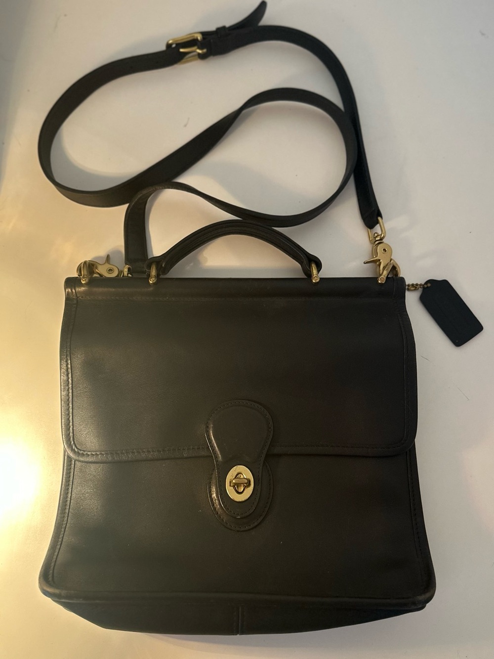 Vintage Coach 9927 Willis Black Leather Crossbody & Top Handle Bag